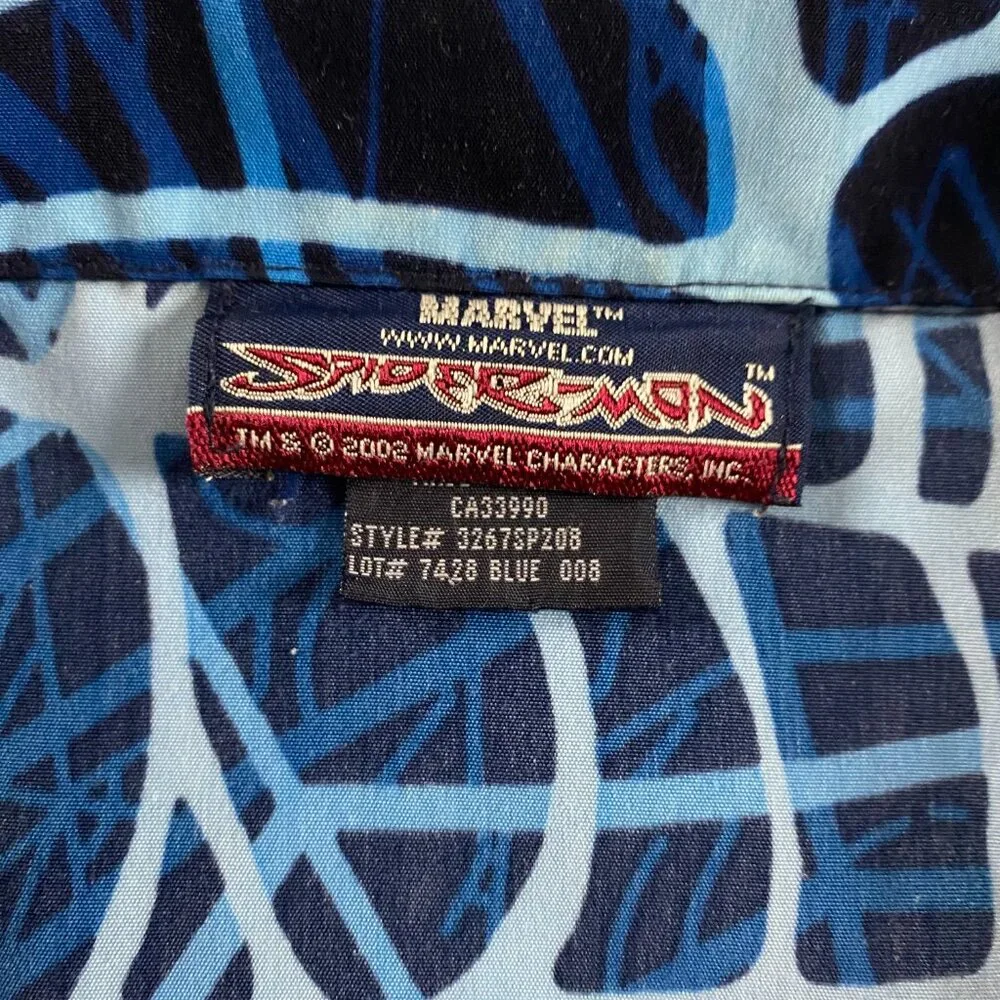 Vintage 2002 Spiderman Movie Promo Shirt Mens XL All Over Print Button Up Marvel - Picture 4 of 9